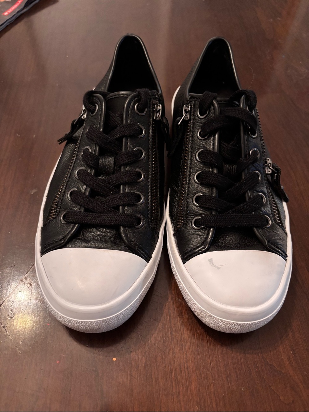 Coach Black & White Leather Low-Top Sneakers